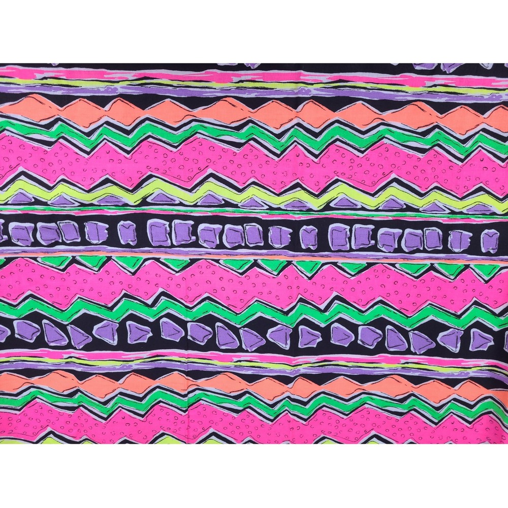 Marcus Brothers Textiles Vintage Neon Geometric Zig Zag Abstract Cotton Fabric